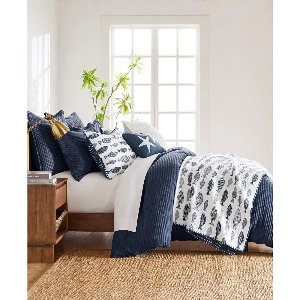 Levtex Home Cloud Cuddly Waffle Textured 3-Pc. Comforter Set Full/Queen Navy